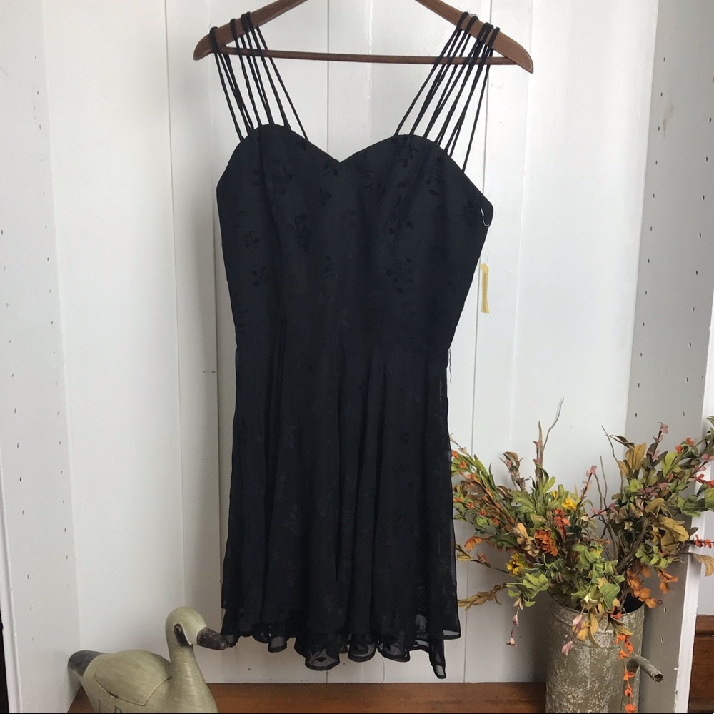 Vintage Onyx Nite Black tiered multi strap dress-NWT